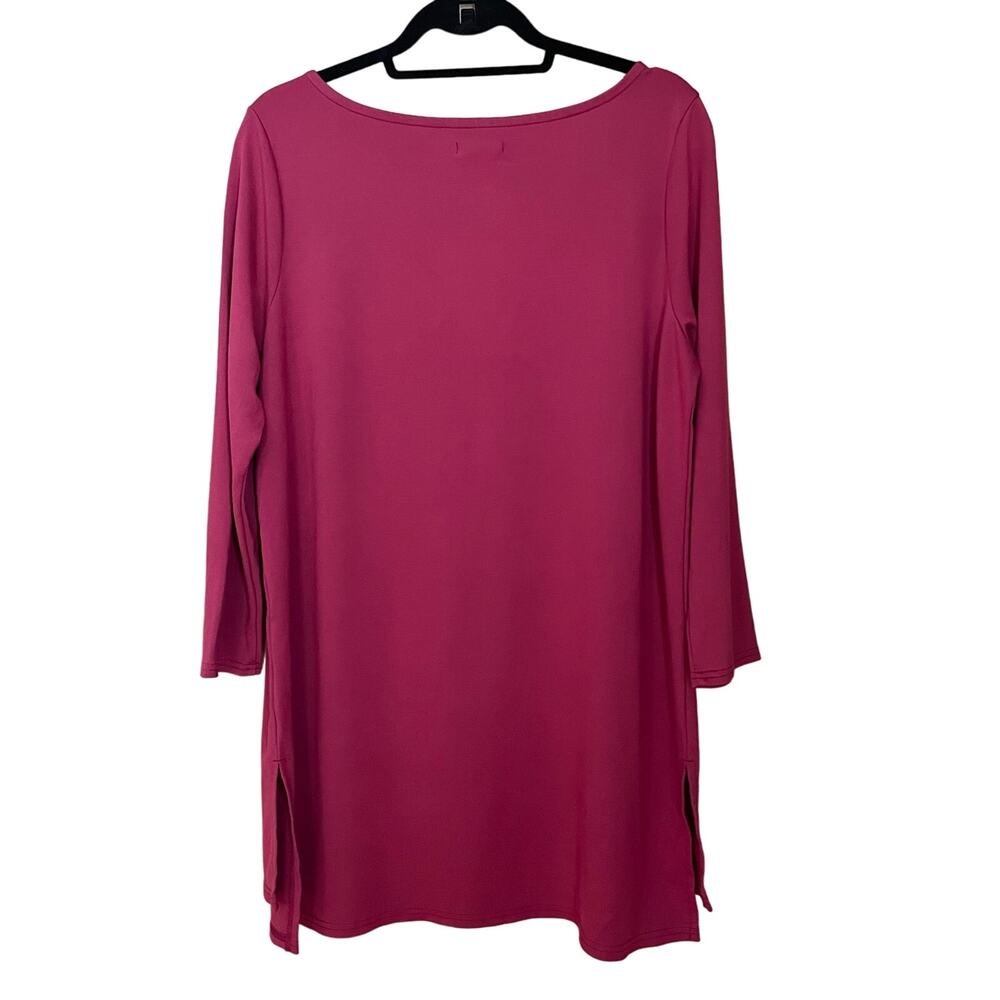 Halogen Womens Size 1 Bateau Neck Tunic Top Split Side Quarter Sleeve - Picture 3 of 7